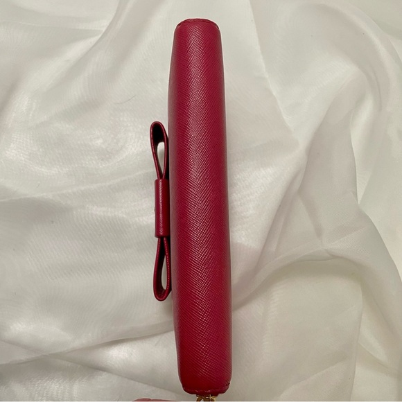 Prada Saffiano Leather Fiocco Bow Peonia Wallet - Picture 7 of 13